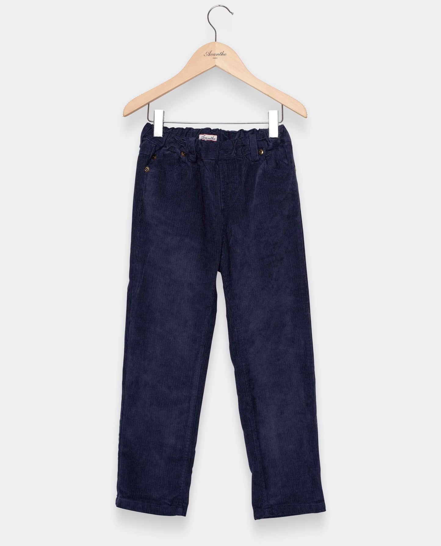 pantalon élastiqué velours bleu nuit