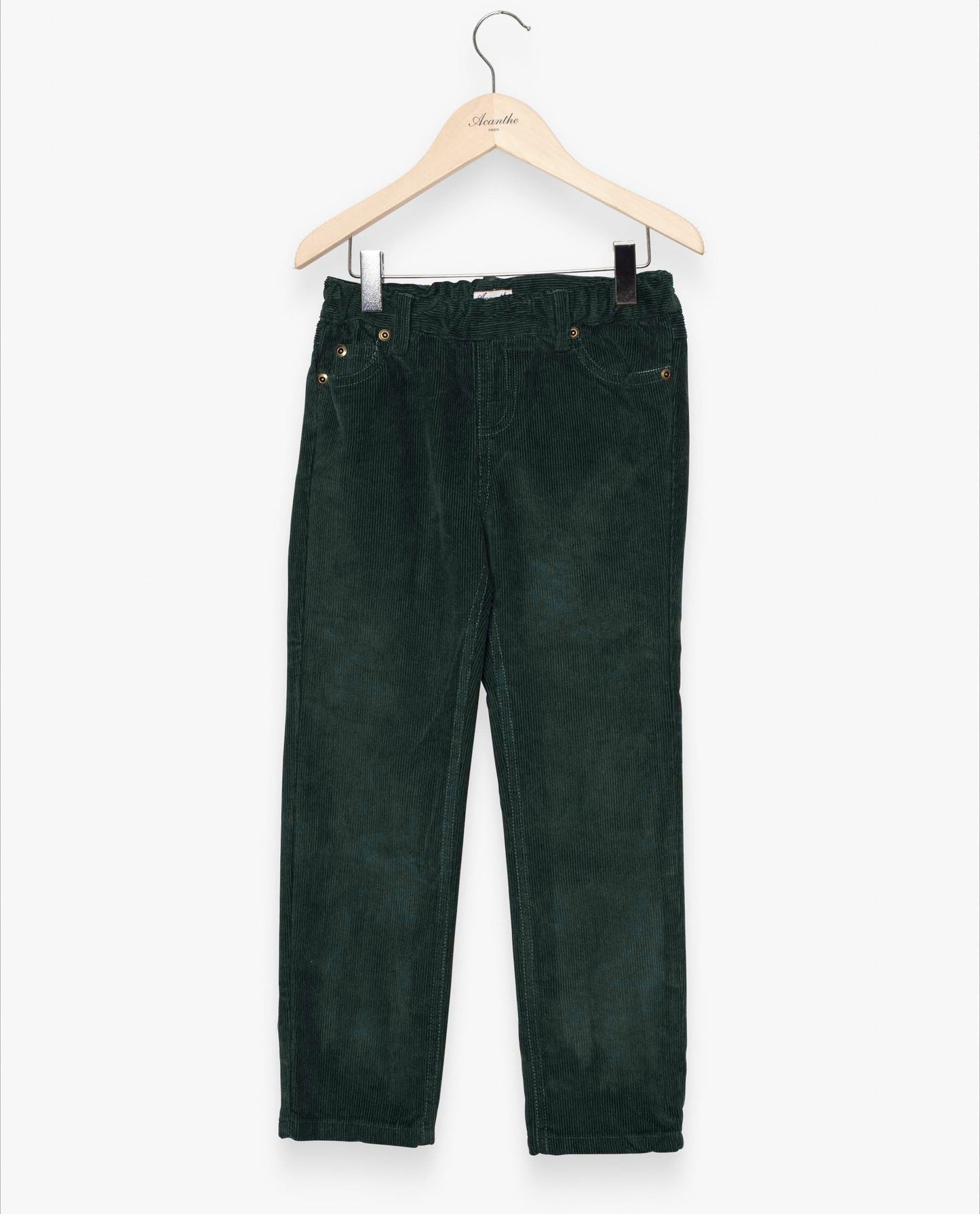 pantalon élastiqué velours Vert