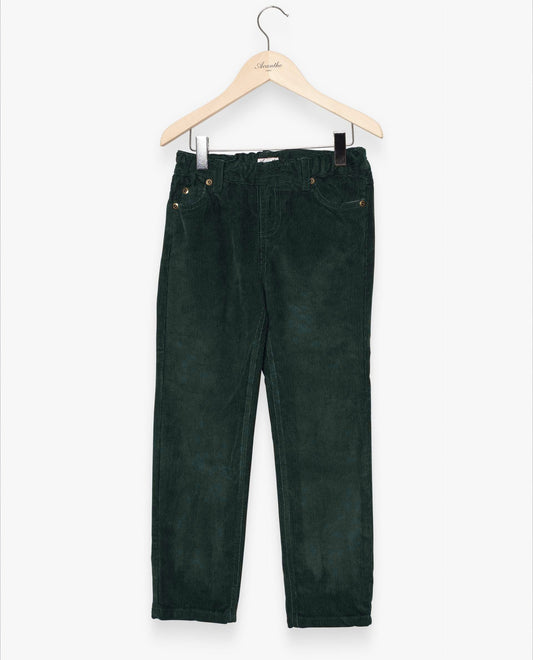pantalon élastiqué velours Vert