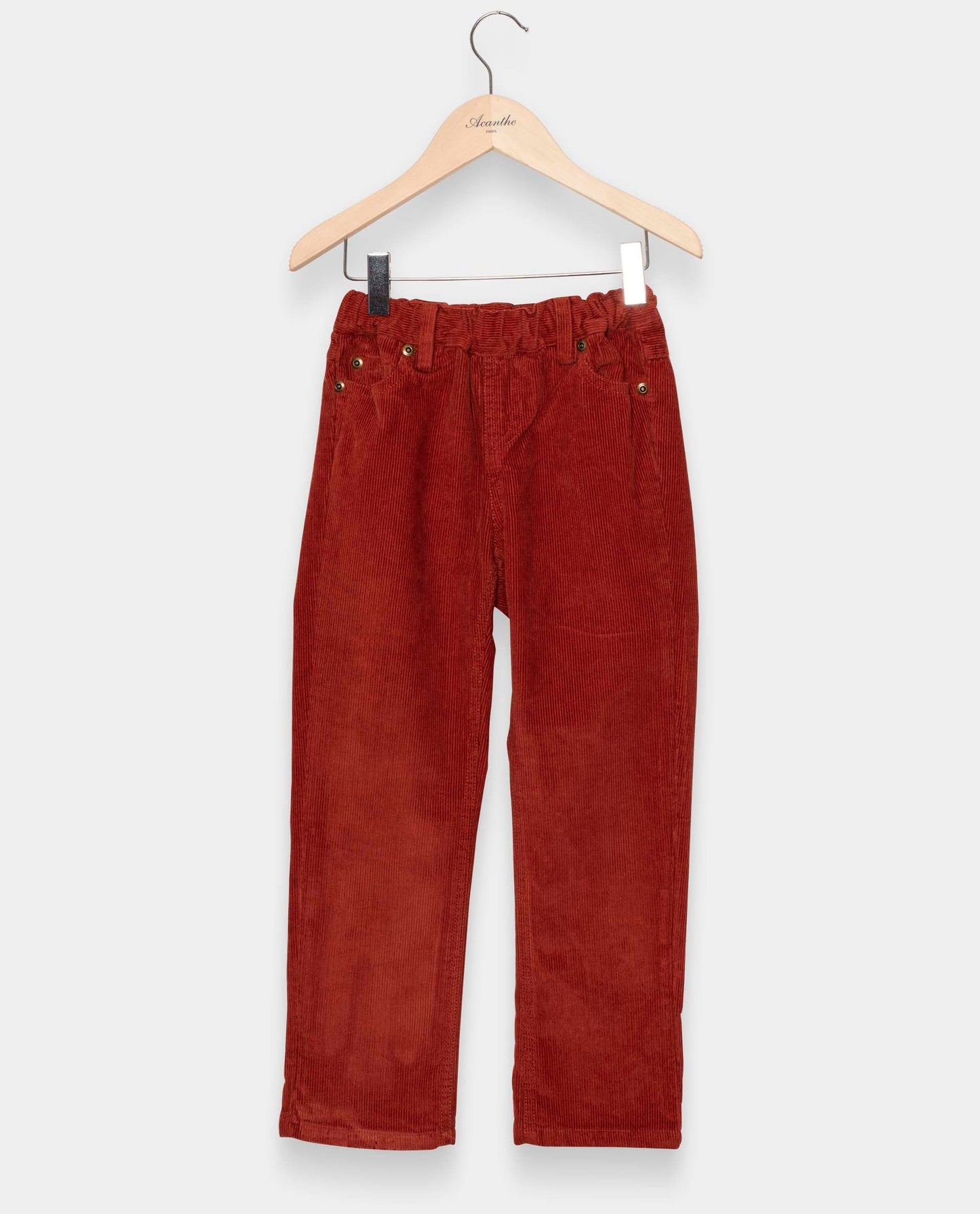 pantalon élastiqué velours terracotta