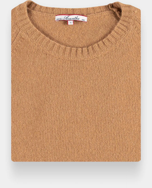 pull col rond fentes cà´tés 10 cachemire Camel