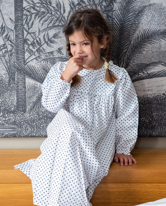 chemise de nuit ml imprimé pois marine