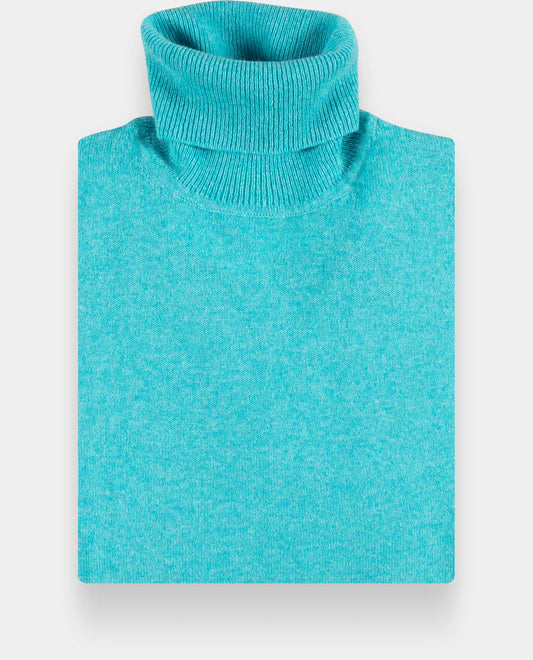 Pull col roulé 100 cachemire Turquoise