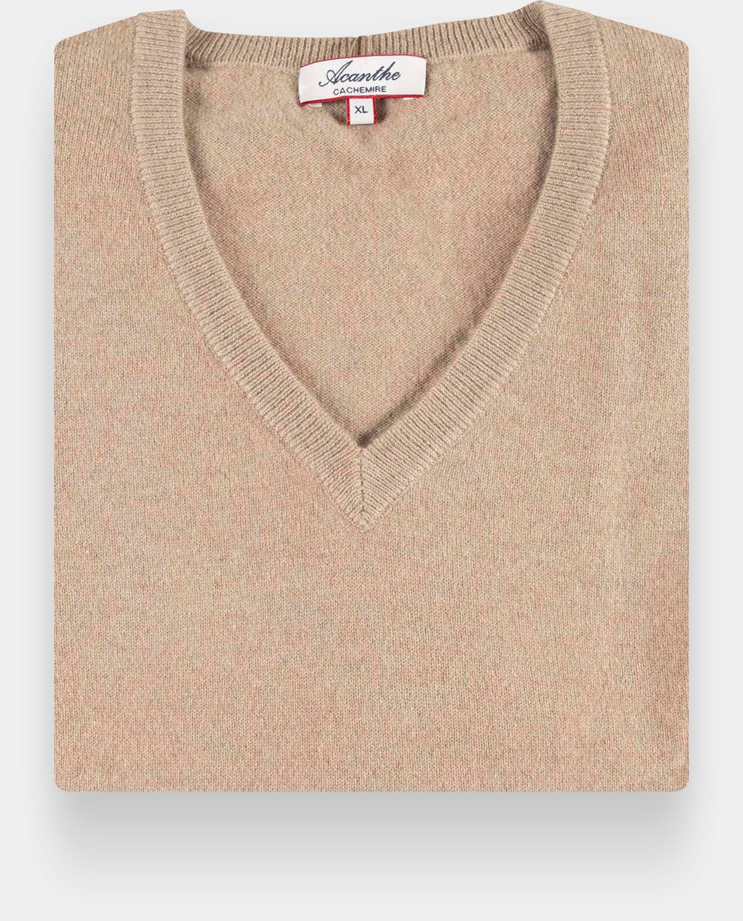 Pull col V 100 cachemire Beige