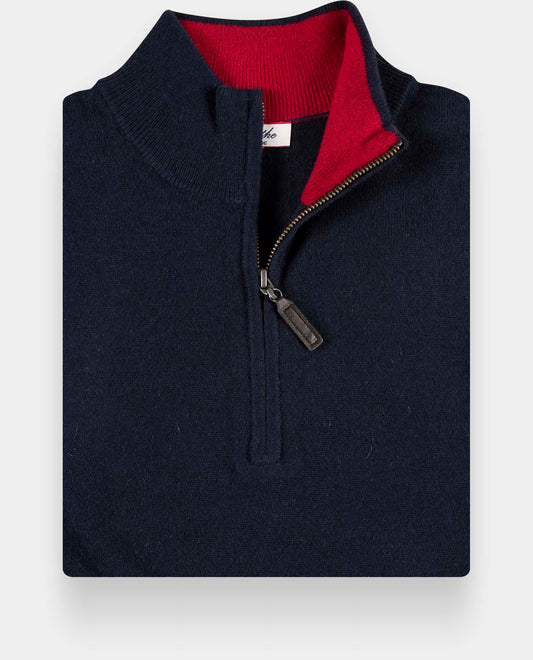 Pull zip camionneur 100 cachemire Marine