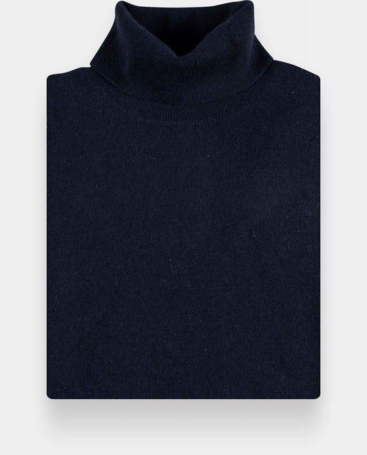 Pull col roulé 100 cachemire Marine