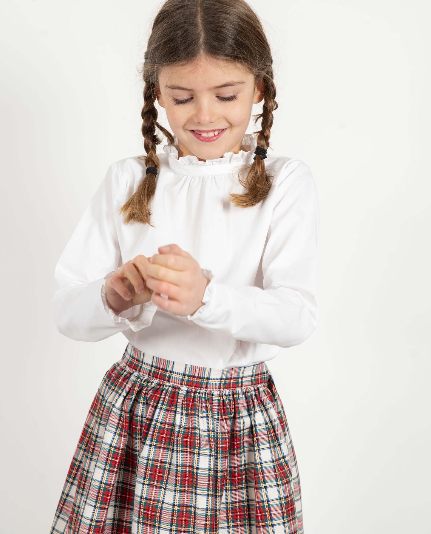 blouse ml col volant Blanc