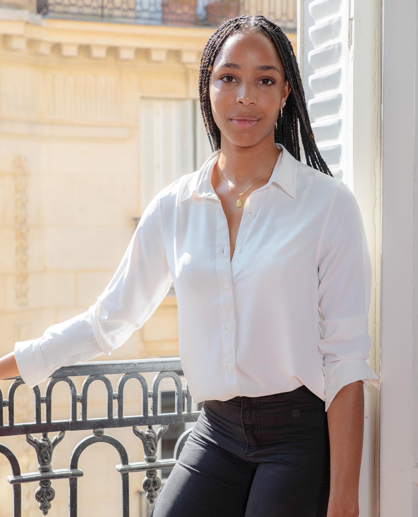 chemisier classique pli rond Ecru