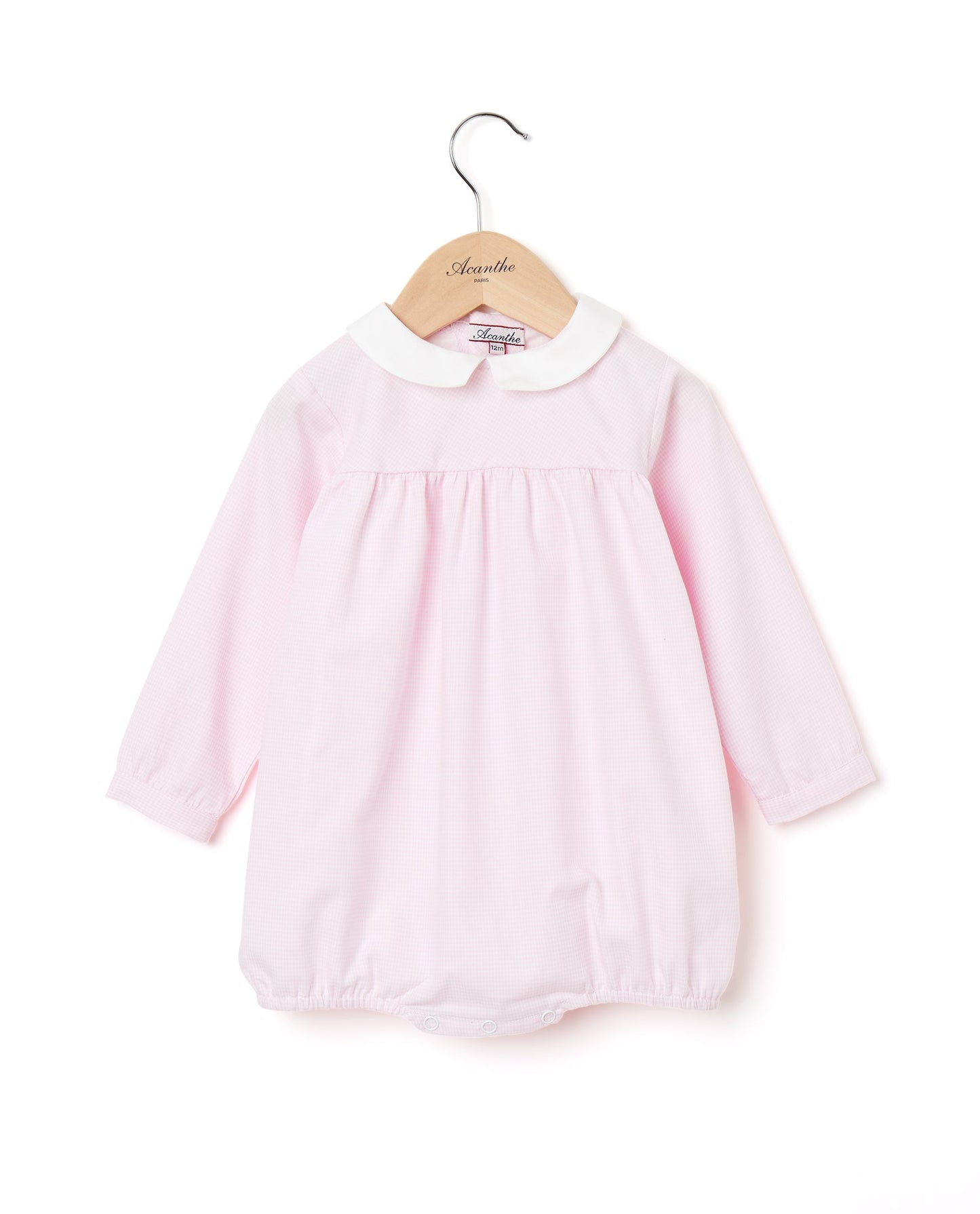 barboteuse flanelle pied de poule rose