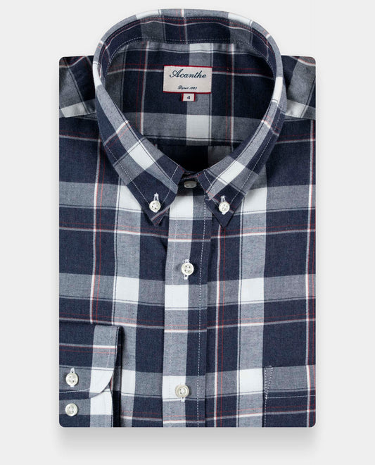 chemise ml flanelle carreaux marine/bordeaux