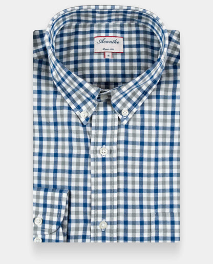 chemise ml flanelle vichy bleu/gris