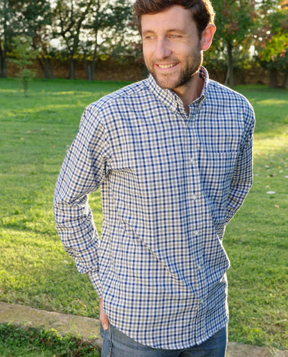chemise ml flanelle vichy bleu/gris