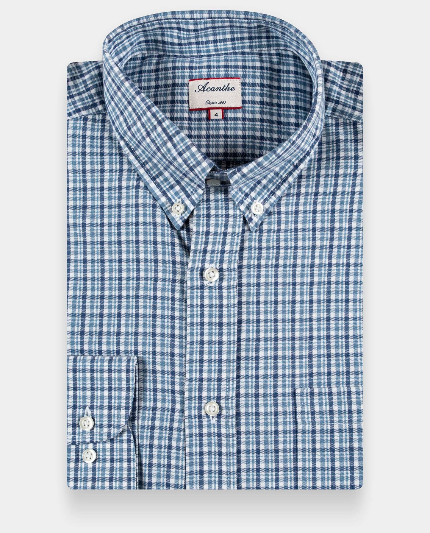 chemise ml flanelle carreau bleu