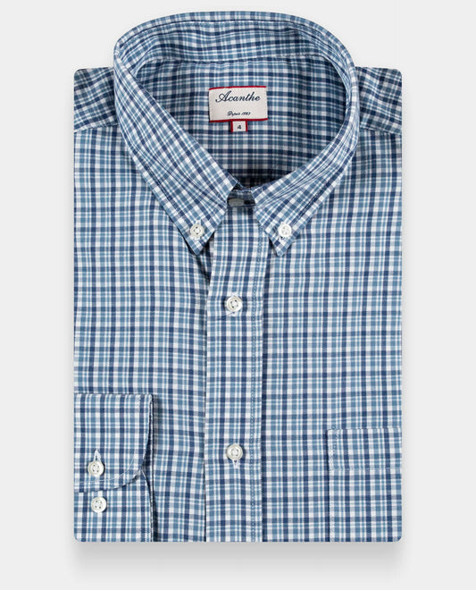 chemise ml flanelle carreau bleu