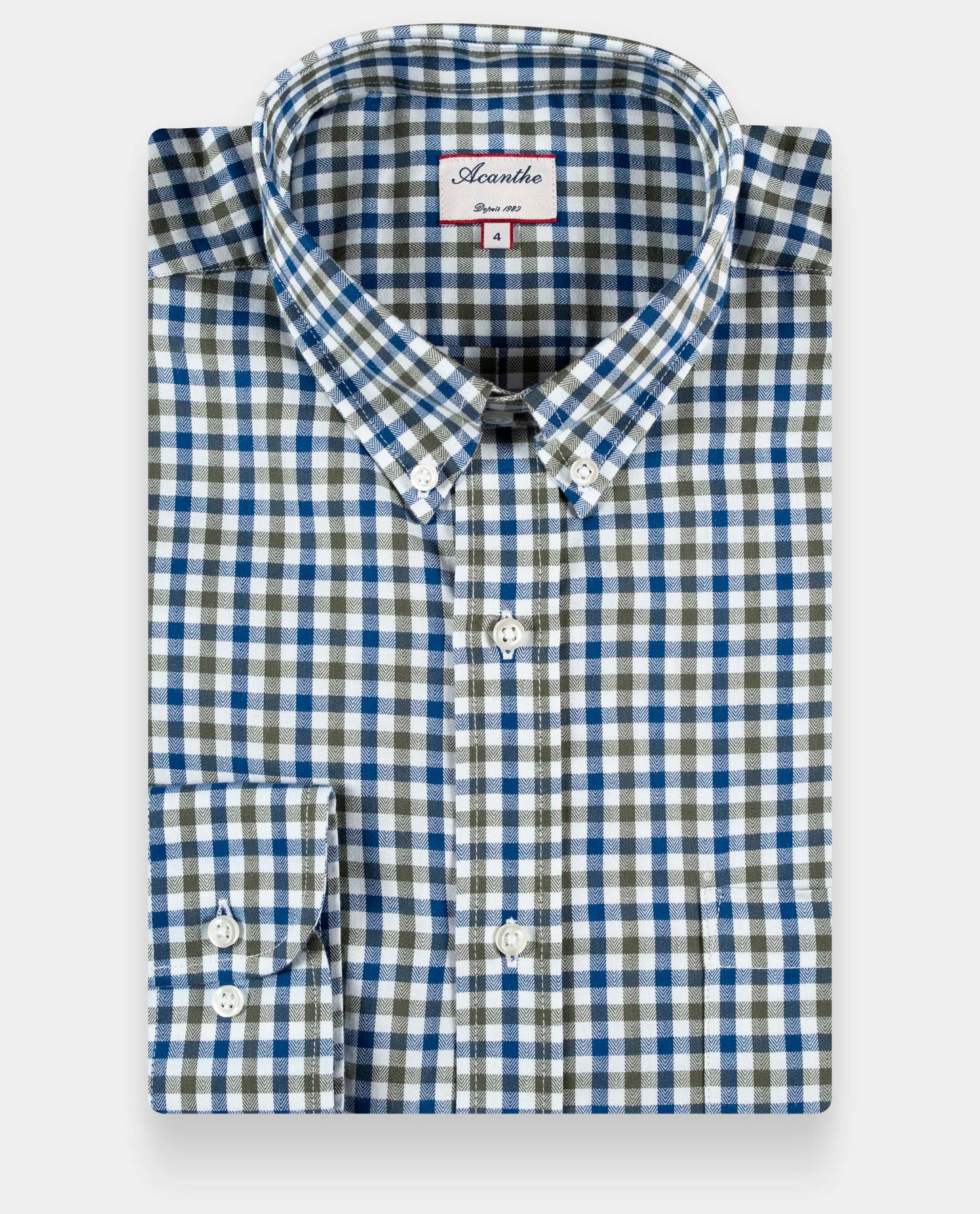 chemise ml flanelle vichy bleu/kaki