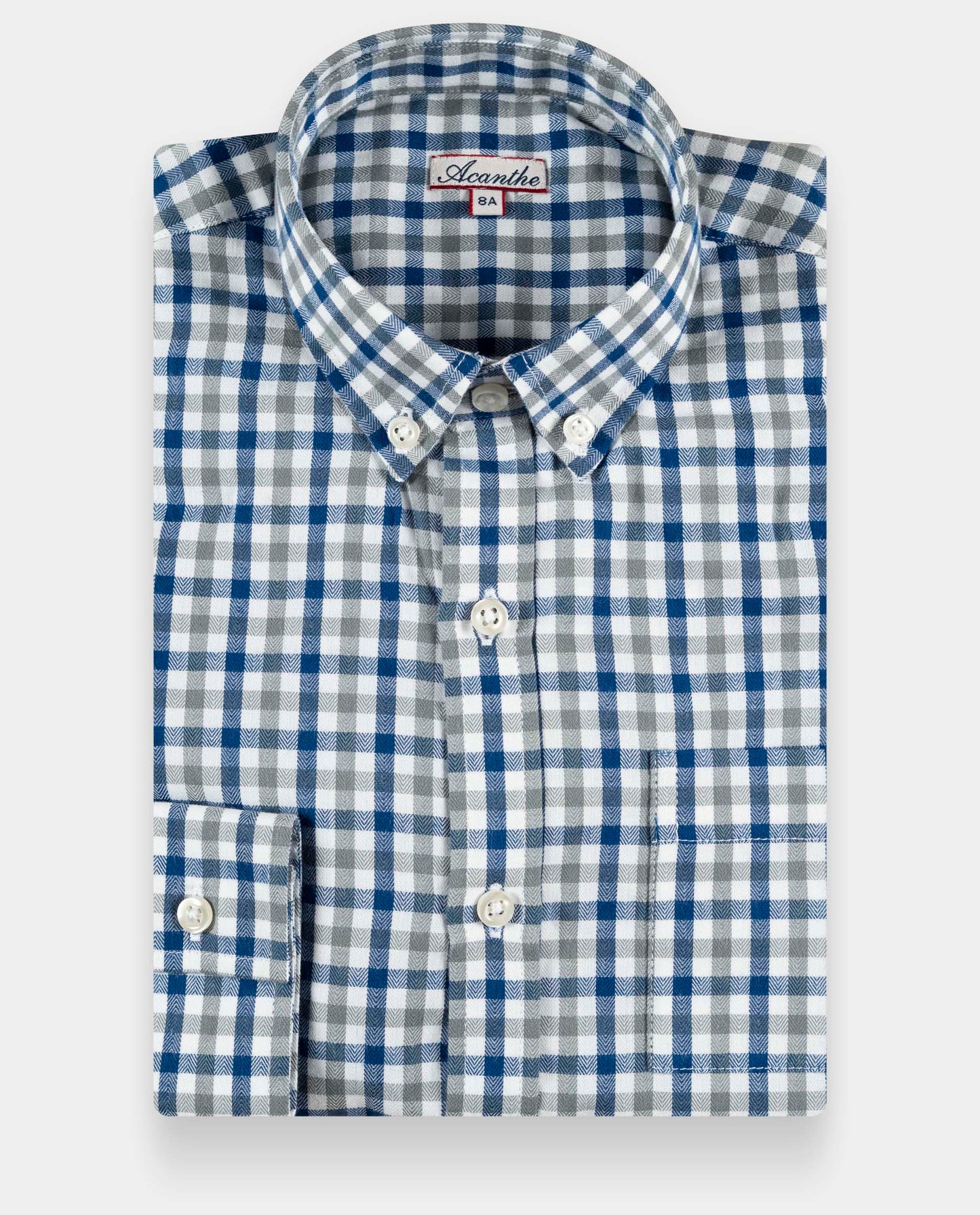 chemise ml flanelle vichy bleu/gris