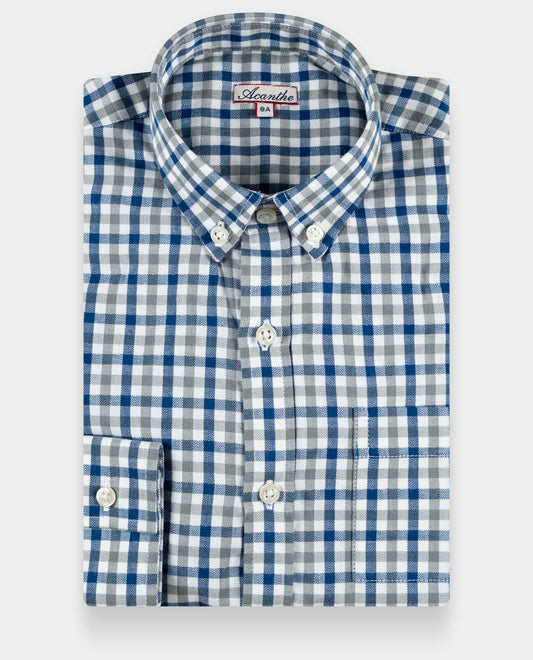 chemise ml flanelle vichy bleu/gris