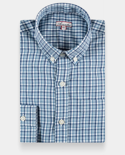 chemise ml flanelle carreau bleu