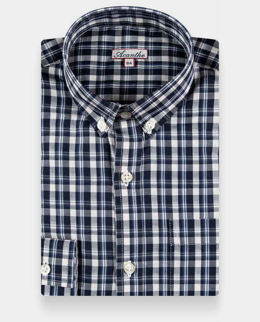 chemise ml flanelle Carreaux marine