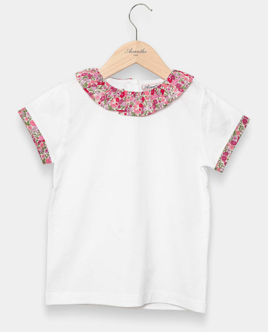 tee shirt volanté Liberty mc blanc/Liberty Poppy Forest