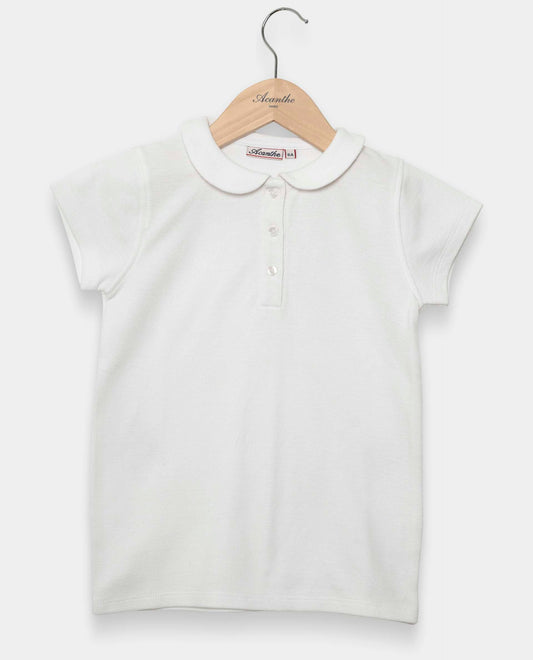 polo piqué col rond mc Blanc