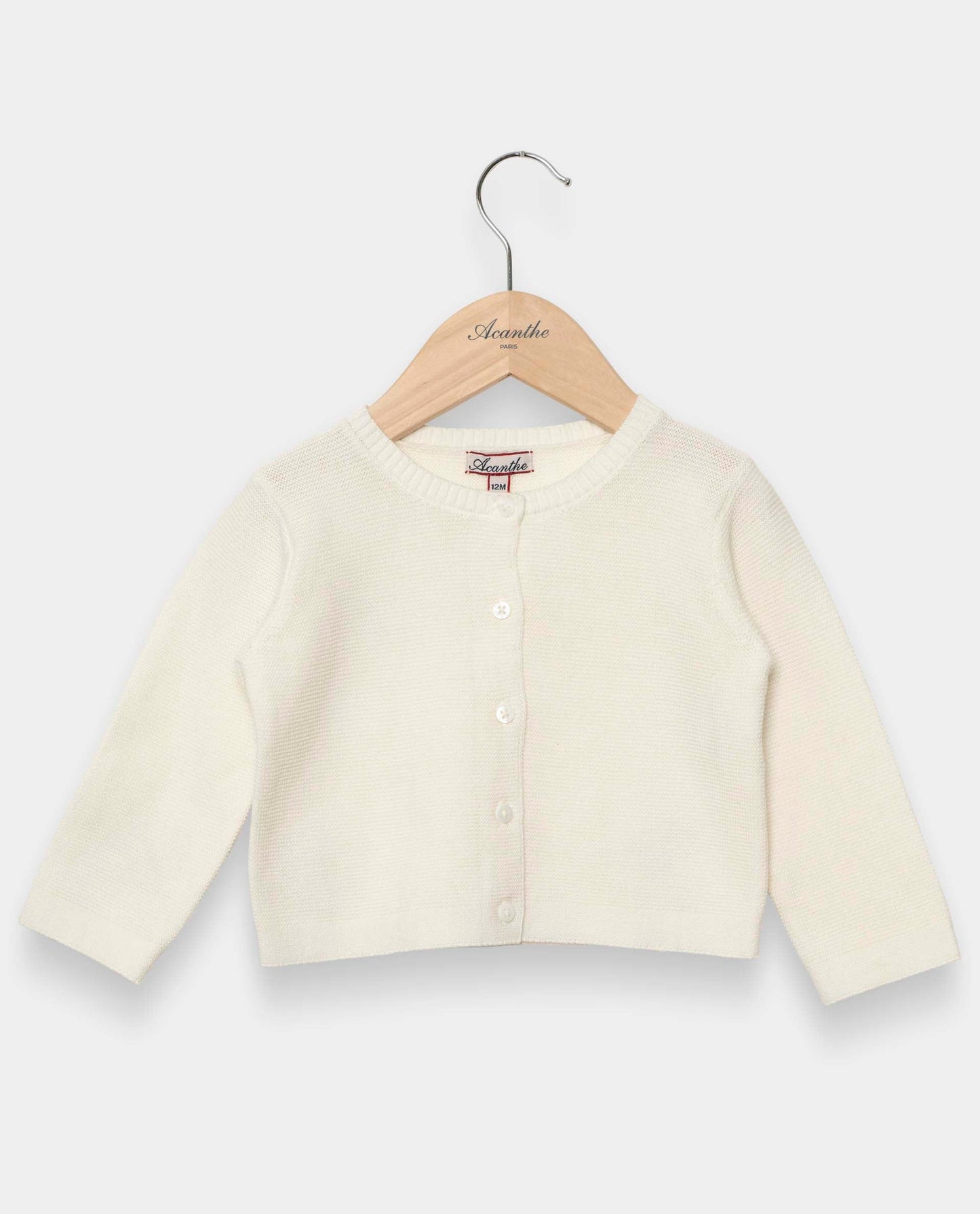 cardigan point mousse coton Blanc