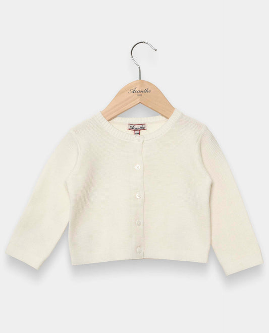 cardigan point mousse coton Blanc