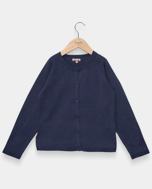 cardigan finition point de riz marine clair