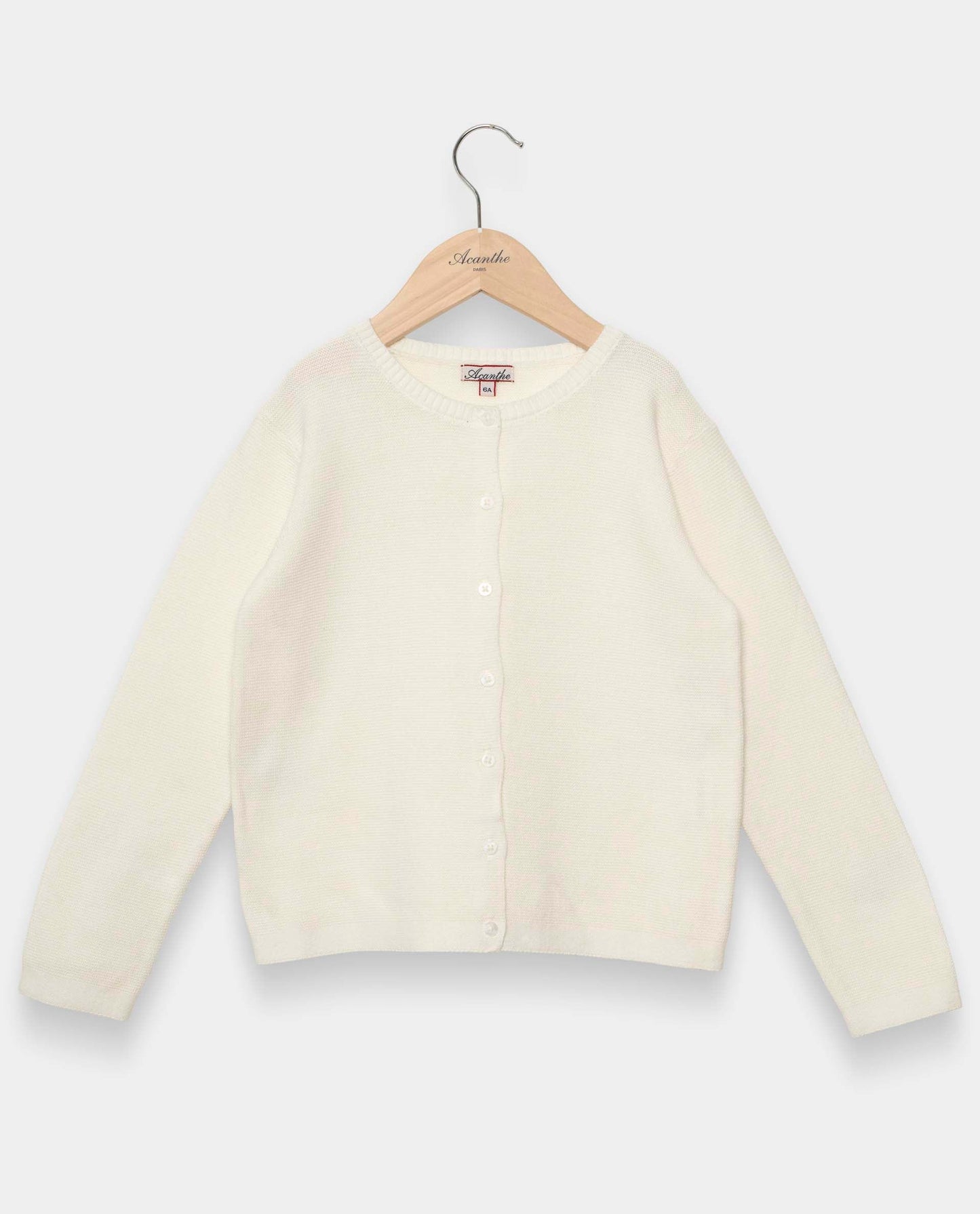 cardigan point mousse coton Blanc