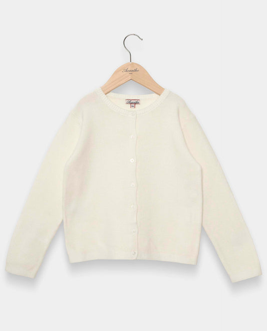 cardigan point mousse coton Blanc