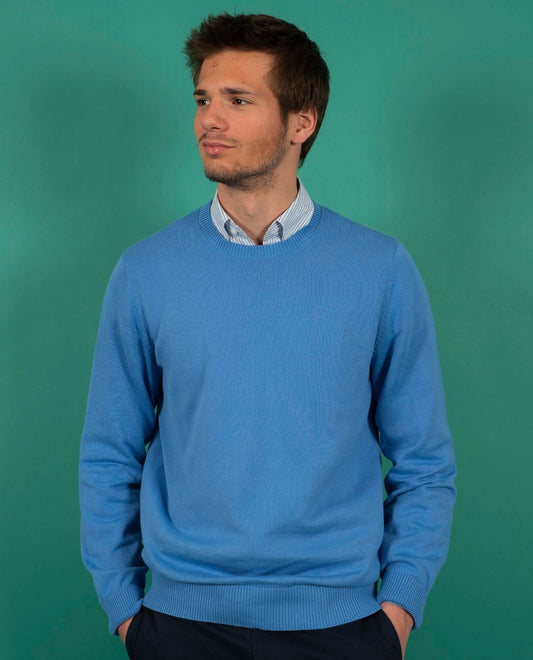 pull col rond Bleu