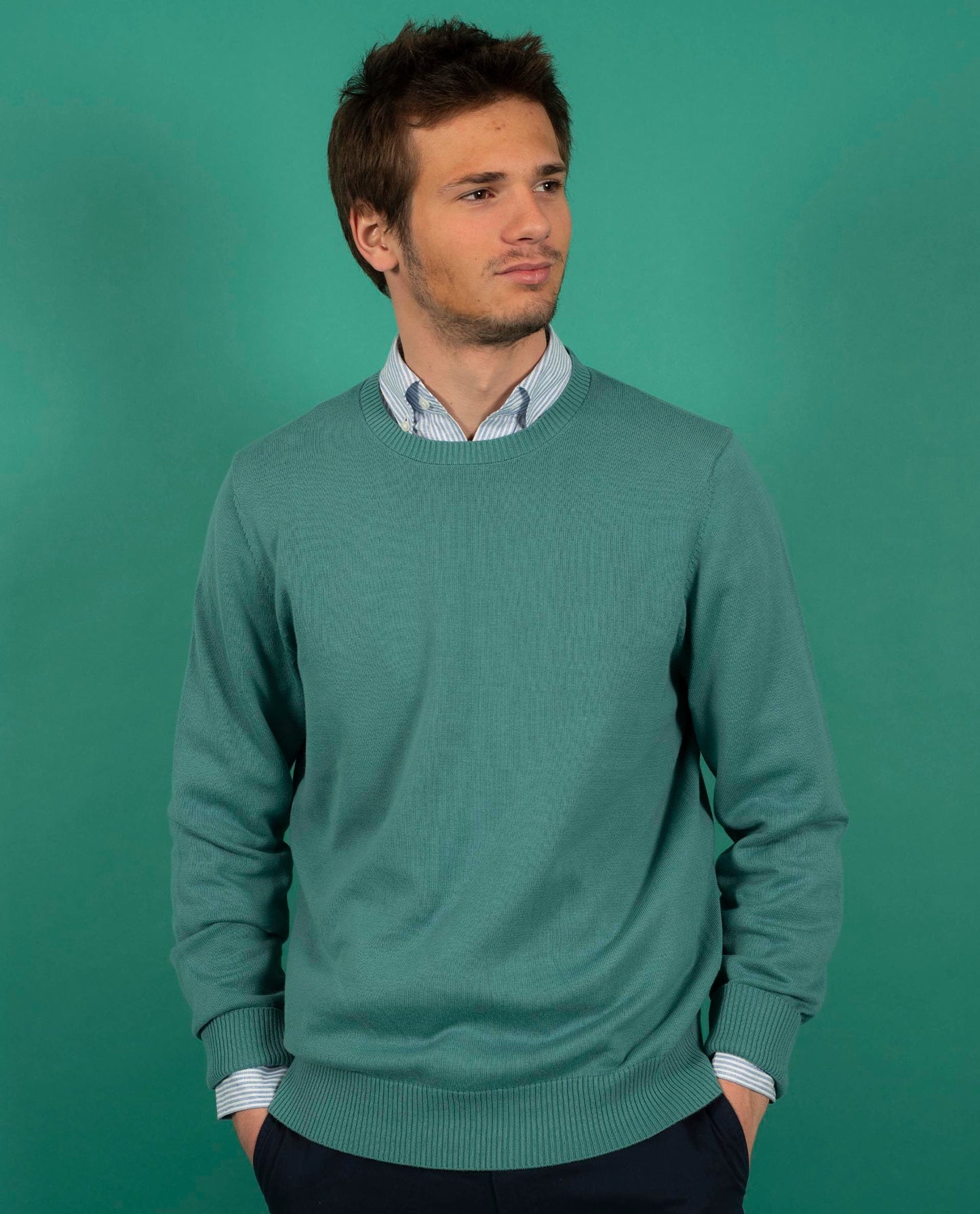 pull col rond Vert