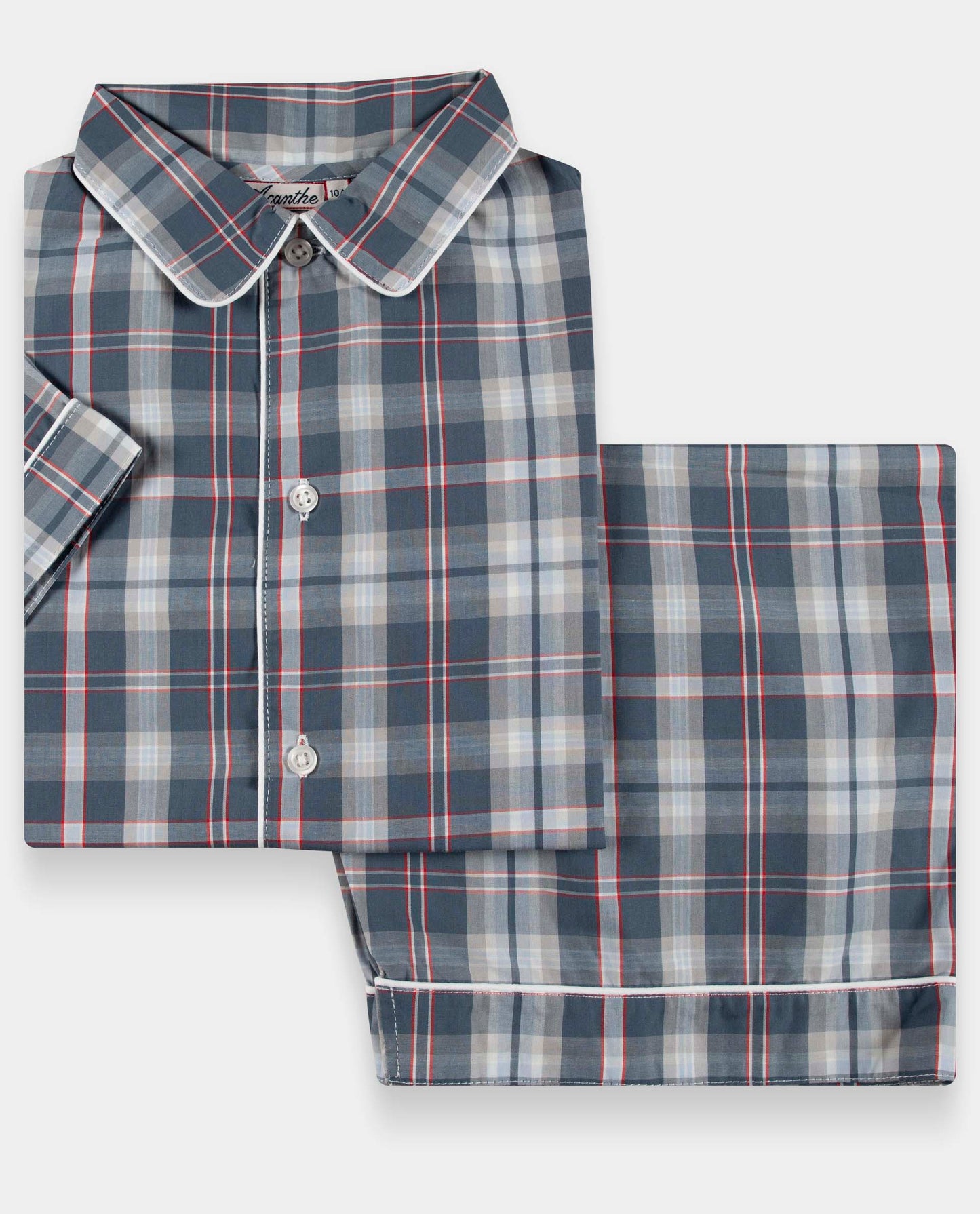 pyjama court écossais bleu