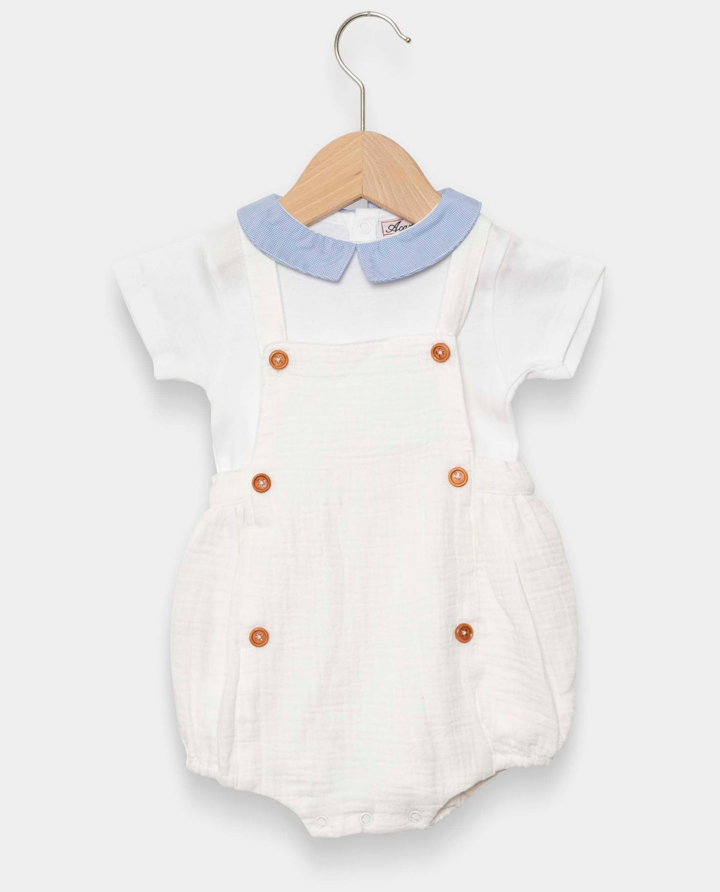 bloomer à  bavette gaze de coton Blanc