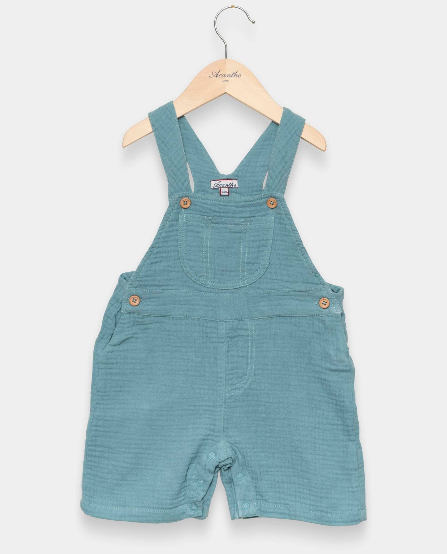 salopette courte gaze de coton Vert