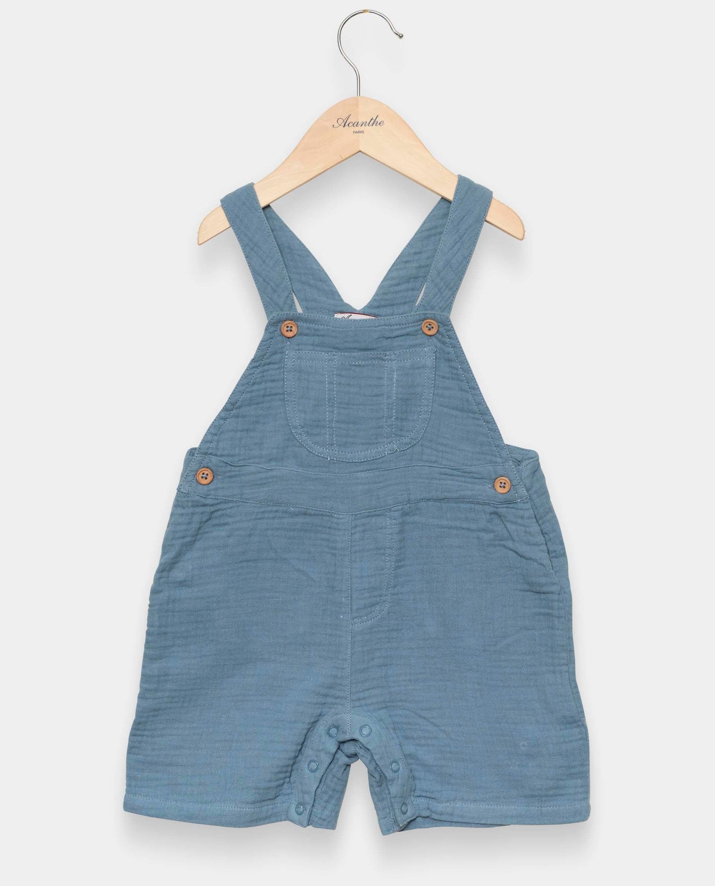 salopette courte gaze de coton Bleu