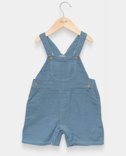 salopette courte gaze de coton Bleu