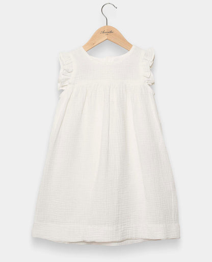 robe volants gaze de coton Blanc