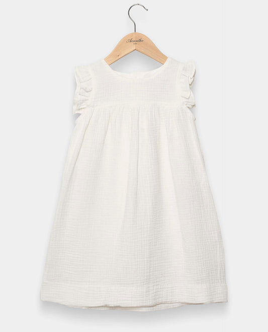 robe volants gaze de coton Blanc