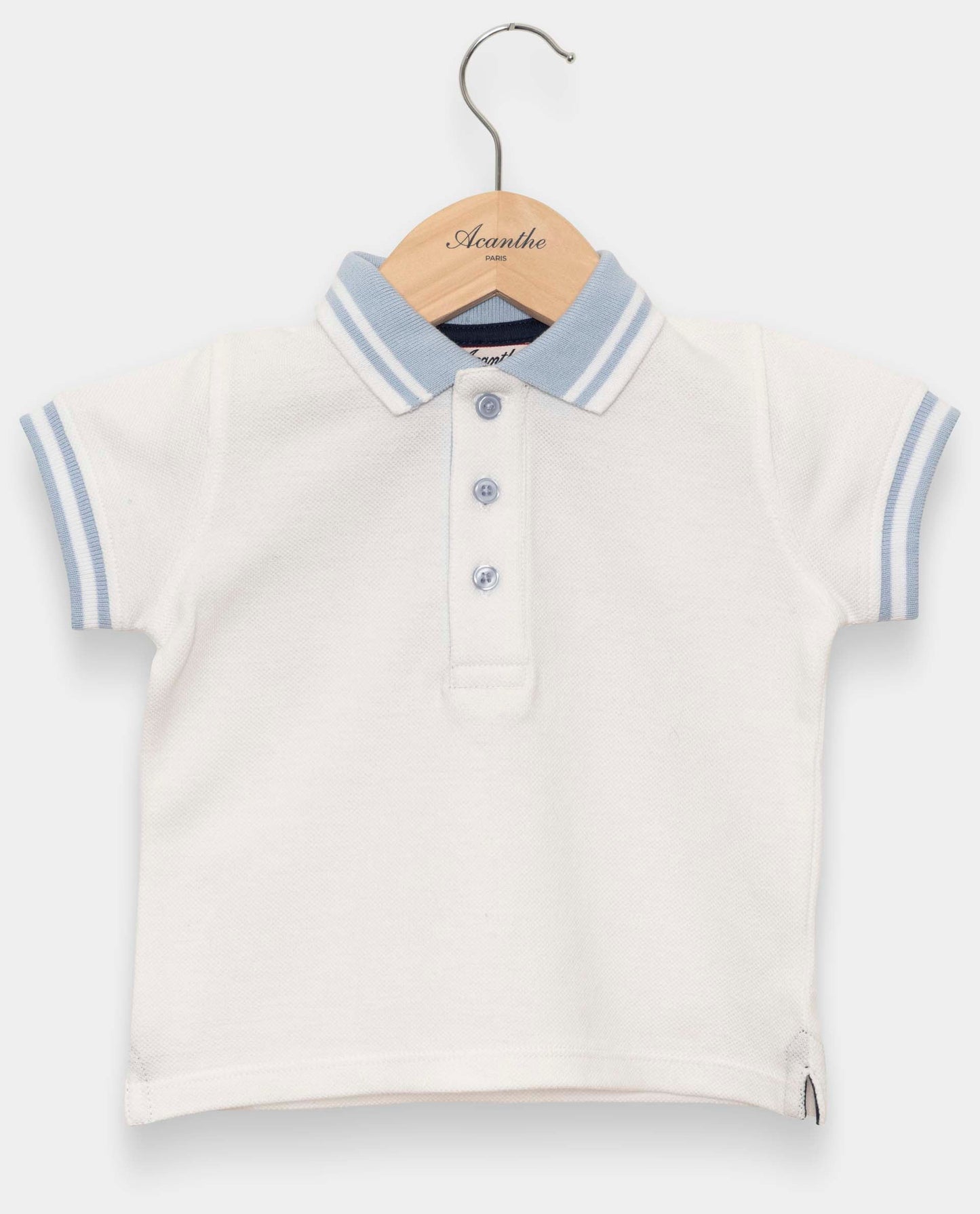 polo piqué garçon mc blanc/ciel