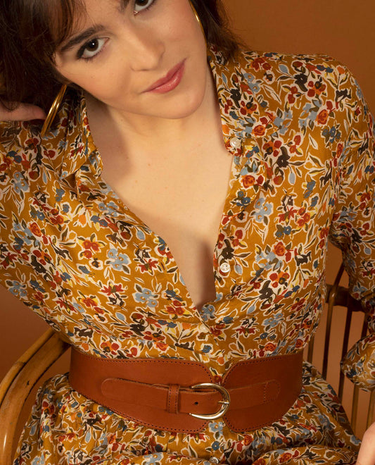 ceinture large cognac