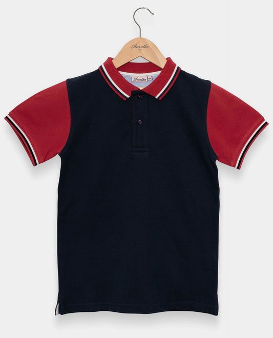 polo piqué mc JG marine/rouge