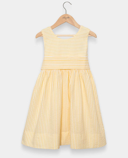 robe chasuble courte seersucker rayure jaune