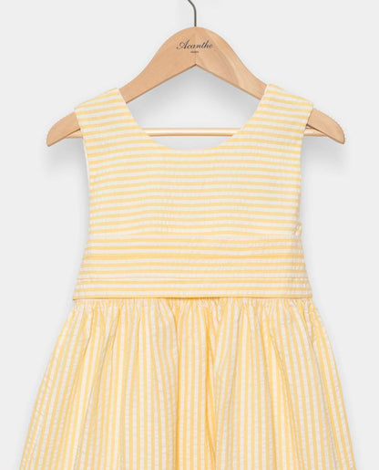 robe chasuble courte seersucker rayure jaune
