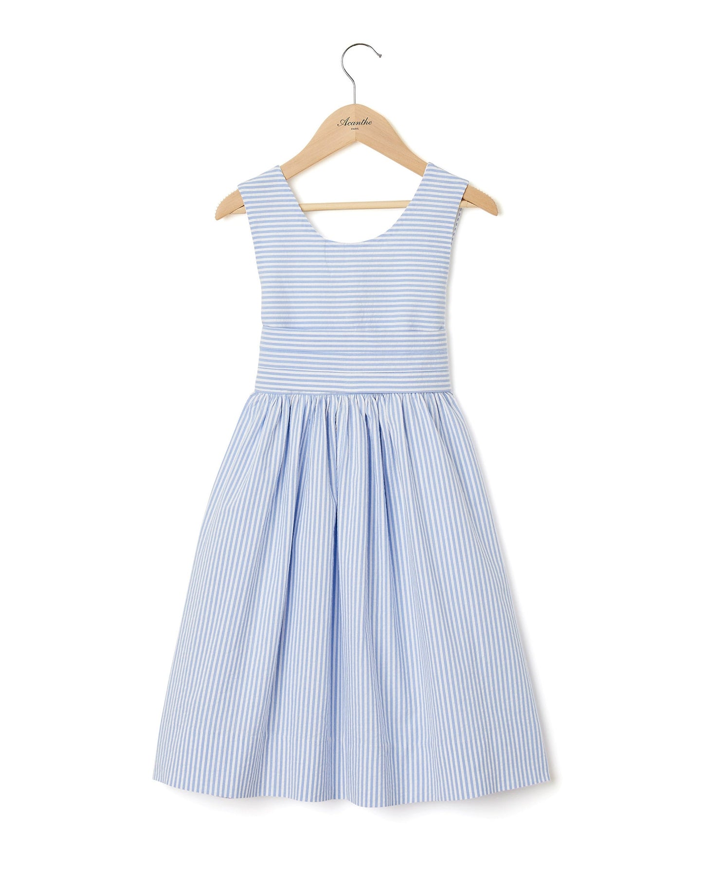 robe chasuble courte seersucker rayure ciel