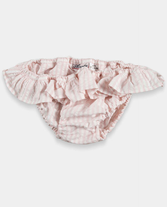 monokini seersucker rayure rose