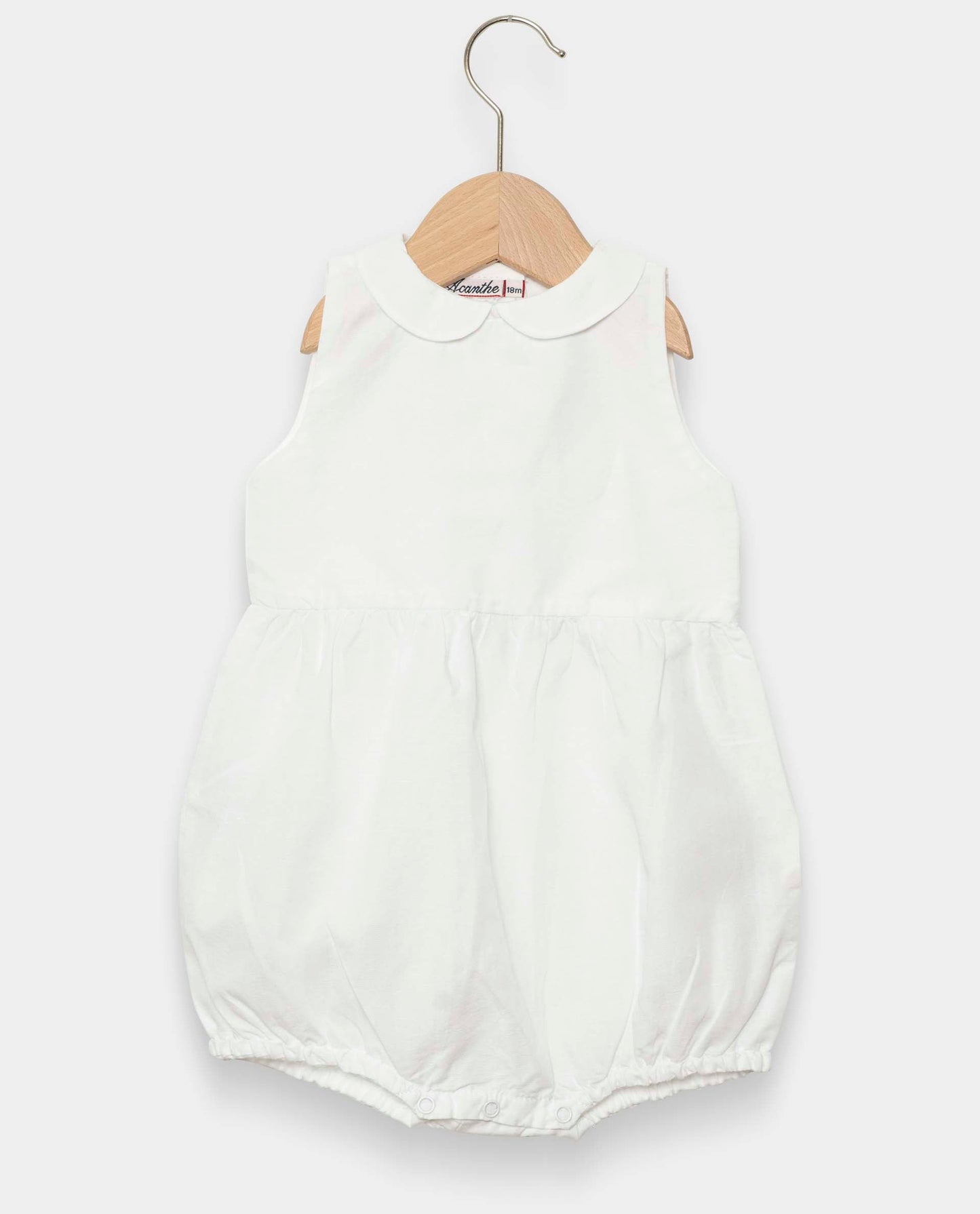 barboteuse col rond manches ballon Blanc