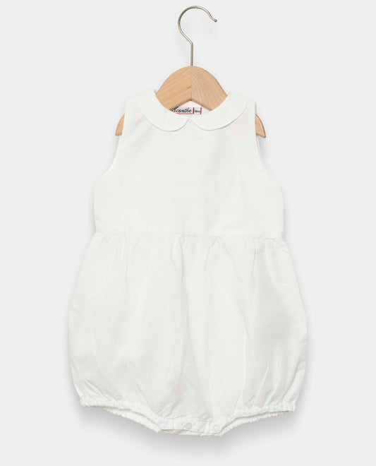 barboteuse col rond manches ballon Blanc