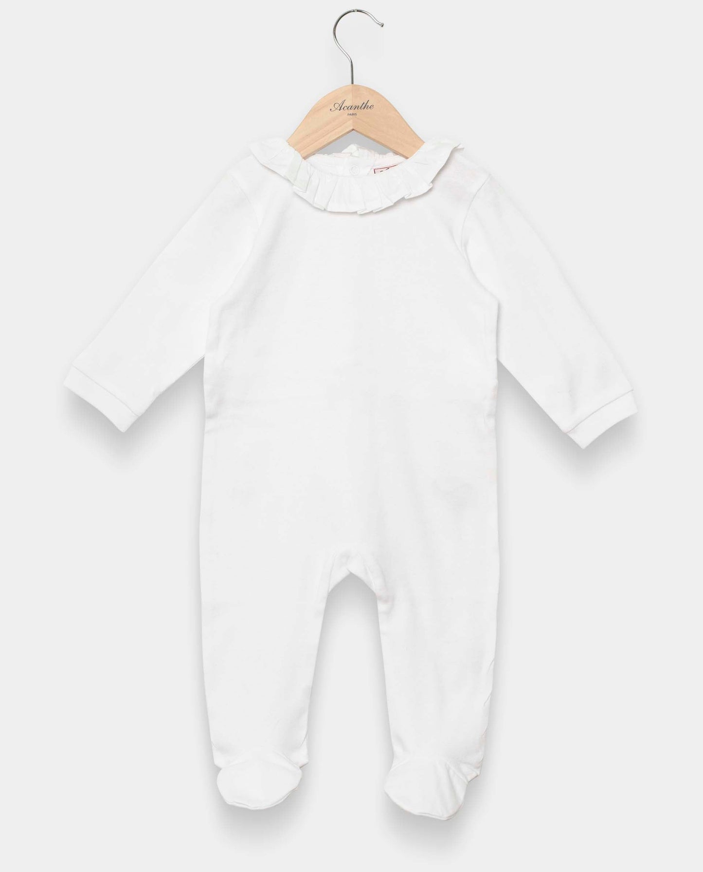 dors bien coton col volanté Blanc