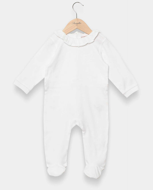 dors bien coton col volanté Blanc